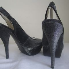 Debenhams Nine West Black and Silver Stylish High Heels Platform Shoes size 4