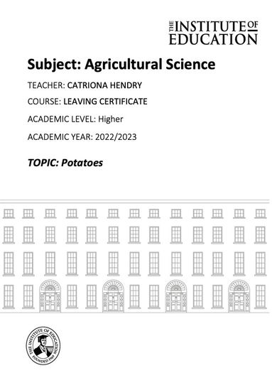 Leaving Cert Ag Science Institute Notes