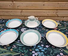 Portmeirion "Westerly" 6 Pasta / Salad Bowls and Jug Pitcher