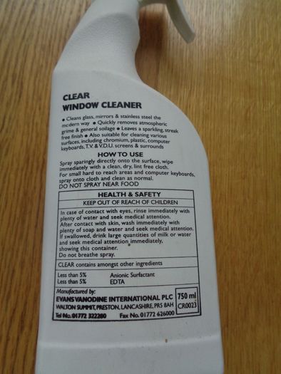 "Evans" Clear Window Cleaner for Sale