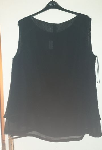 PLUS SIZE (26) Elvi Black Chiffon Dobby Top. New