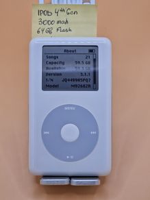 Apple iPod Classic 4th Gen 64GB Flash 3000mah Battery