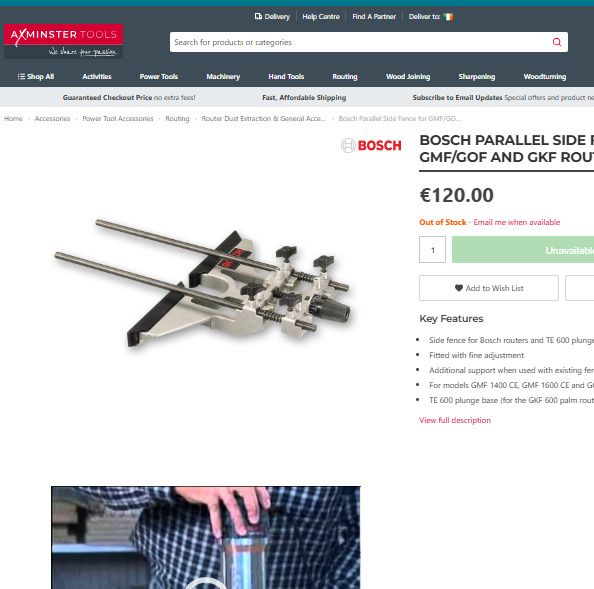 Bosch Parallel Side Fence For Gmf/gof And Gkf Routers