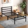 Single Bed Frames with Headboard 3ft Black Metal Small Single Bed Frame with Storage for Adult Teenagers Heavy Duty Non-Slip with Steel Slats No Box Spring Needed Image 2