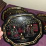 3 Vintage Asian Scene Metal Trays Image 4