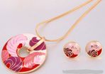 Enamel Pendant & Earrings Set