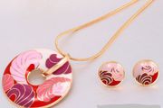 Enamel Pendant &amp; Earrings Set