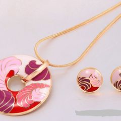 Enamel Pendant & Earrings Set