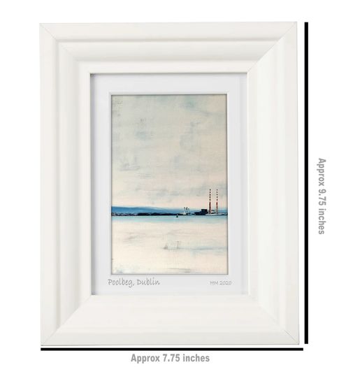 Grey Day, Poolbeg, Dublin Bay, A6 framed print by artist Helen Mathews