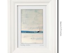 Grey Day, Poolbeg, Dublin Bay, A6 framed print by artist Helen Mathews