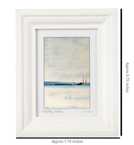 Grey Day, Poolbeg, Dublin Bay, A6 framed print by artist Helen Mathews