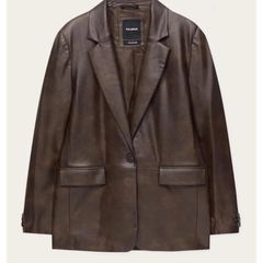 brown leather blazer