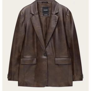 brown leather blazer