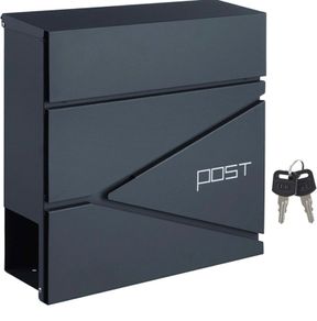 Modern Mailbox, Lockable Wall-Mounted Post Letter Box with Newspaper Holder, Easy to Install, Anthracite Grey (FREE POSTAGE)