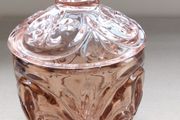 Pink glass Candy Dish, Biscuit Barrel