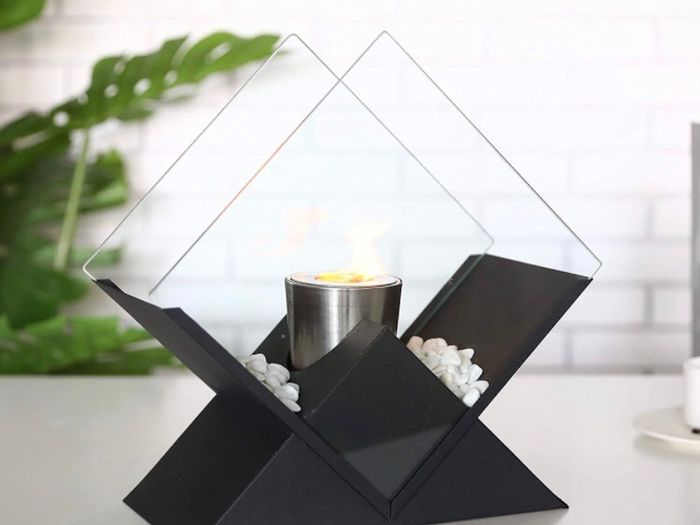 Diamond Tabletop Fire Bowl Pot 37cm Tall Portable Tabletop Fireplace Clean Burning Bio Ethanol Ventless Fireplace for Indoor Outdoor Patio Parties Events