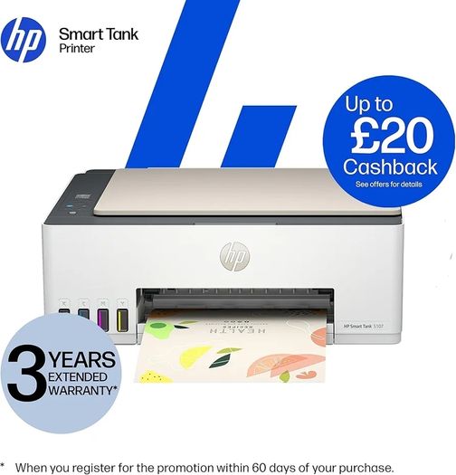 Smart Tank 5107 All in One Printer | Perfect for Home | Colour | Wireless | Print, Scan, Copy | Refillable | Includes up to 3 Years of Ink | Smart Buttons | Easy Setup  Reliable Wi-Fi