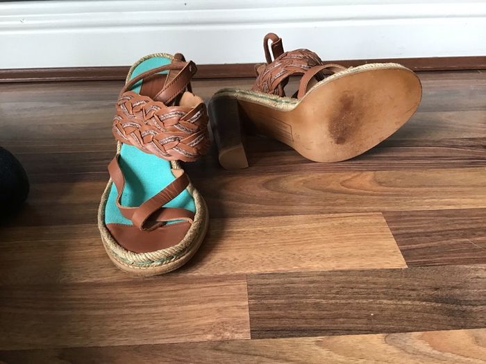 Ladies Camper Tan Leather High Heel Sandal Size 36
