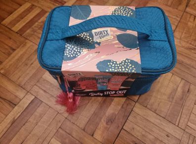 Dirty Works toiletry bag with body butter and wash