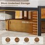 4ft6 Double Bed Frame with Wooden Headboard, Metal Platform Bed Frame with LED Lights and Charging Station,Sturdy Metal Slats Support, UnderBed Storage,Easy Assemble,No Mattress (Double-135x190cm) Image 5