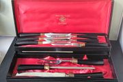 Sheffield E Parker &amp; Sons 6 Steak Knives &amp; 3 Piece Carving Set