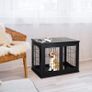 66cm/26'' Wooden Decorative Dog Cage Pet Crate Double Door Small Animal with Tabletop, Black Image 3