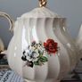 Vintage Sadler England Dark Red and White Roses Teapot Image 6