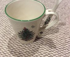 Spode Christmas Tree Mug and Spoon Set - as new condition