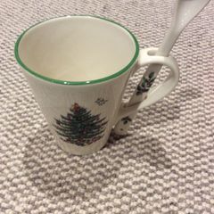 Spode Christmas Tree Mug and Spoon Set - as new condition