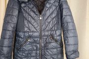 Navy Bernardo Puffer Coat With Hood