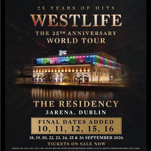 Westlife tickets x2 3arena 10 September