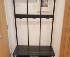 Coat rack and bench with shoe storage