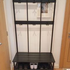 Coat rack and bench with shoe storage