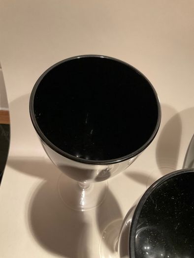 4 vintage black wine glasses  like new