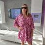 Pink Leopard Print batwing sleeve dress Image 3
