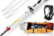 BU-KO 52cc Long Reach Petrol Hedge Trimmer and Pruner Saw with 3X 75cm Extension Pole, Ultimate Garden Tool for Precision Cutting, Trim Hedges and Prune with Ease