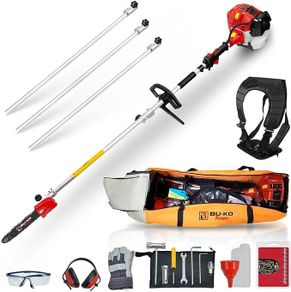BU-KO 52cc Long Reach Petrol Hedge Trimmer and Pruner Saw with 3X 75cm Extension Pole, Ultimate Garden Tool for Precision Cutting, Trim Hedges and Prune with Ease