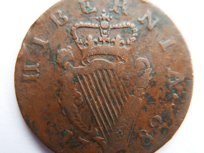 1782 Ireland-Hibernia George III  Halfpenny Nice Example