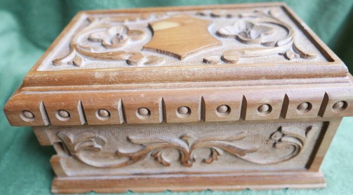 Vintage Personalized secret locking jewelry box . Large wooden puzzle box . Locking watch box