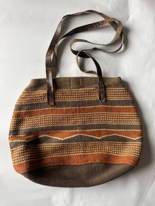 Vintage Woven Tote with Long Leather Straps