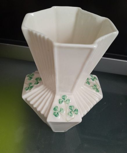 Belleek - Octagonal Shamrock Vase