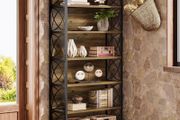 6 Tier Vintage Industrial Bookcase 185 cm High Standing Shelf Wood, Open Display Shelf with Metal Frame