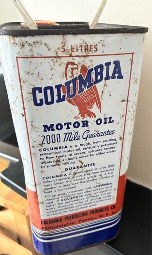 Vintage Columbia 1950's / 60's 5L Oil Tin