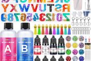 Epoxy Resin Kits for Beginners, 192 Pcs Letter Number Resin Moulds Silicone Keyring Making Kit, with 400ml Clear Resin, Resin Accessories/Pigment/Glitter Sequin/Gold Leaf/Keychain Tassels (FREE POSTAGE)