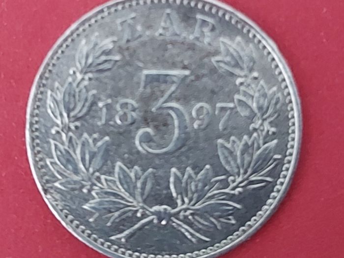 South Africa 1897 Three Pence  Kruger Silver Coin