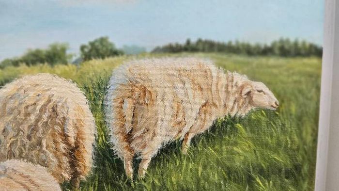 Original Oil Painting  - Curious Lamb