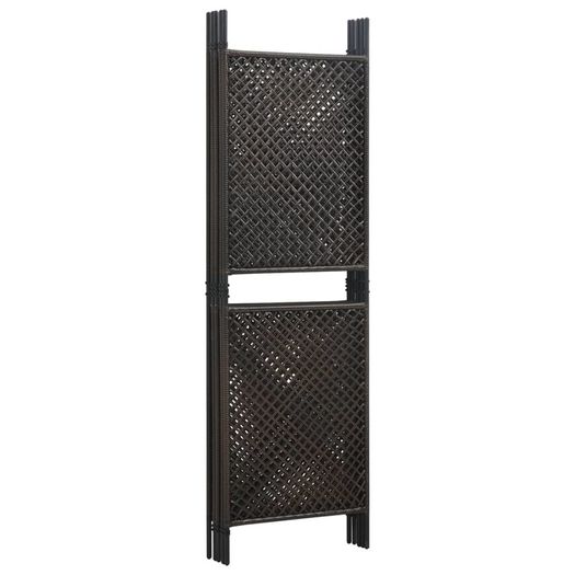 5-Panel Room Divider Poly Rattan Brown 300x200 cm