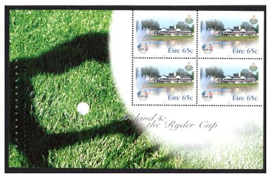 2005 Ireland Ireland and The Ryder Cup Commemorative Stamp Booklet Pane featuring K Club, Straffan Mint Never Hinged (MNH). Hibernian HP161