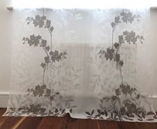Designer Elegant Pair of Sheer Curtain. White/Beige. Spain.