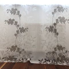 Designer Elegant Pair of Sheer Curtain. White/Beige. Spain.